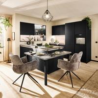 Einbauküche Senso Schwarz - Schwarz, MODERN, Holzwerkstoff (260,5/249cm) - Nobilia