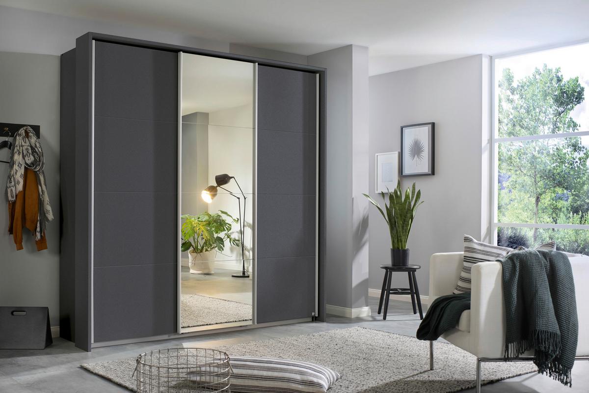 Dulap cu uși culisante MIAMI - gri, Modern, material pe bază de lemn (203/229/62cm)