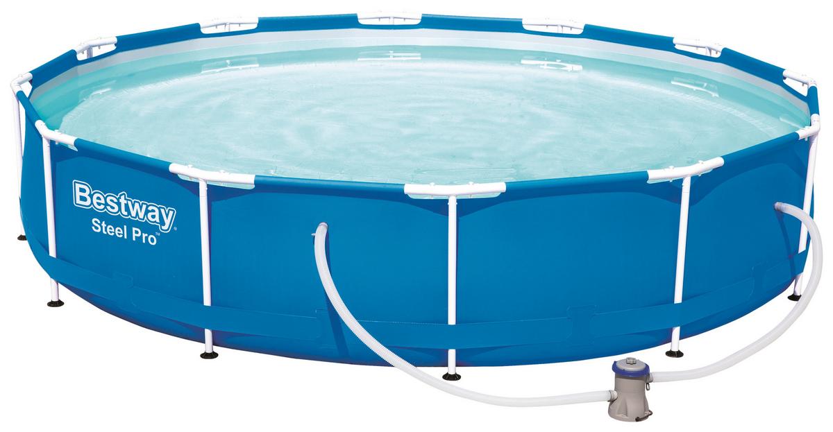 Medence Merevfalú Patric - kék/fehér, műanyag/fém (366/76cm) - Bestway