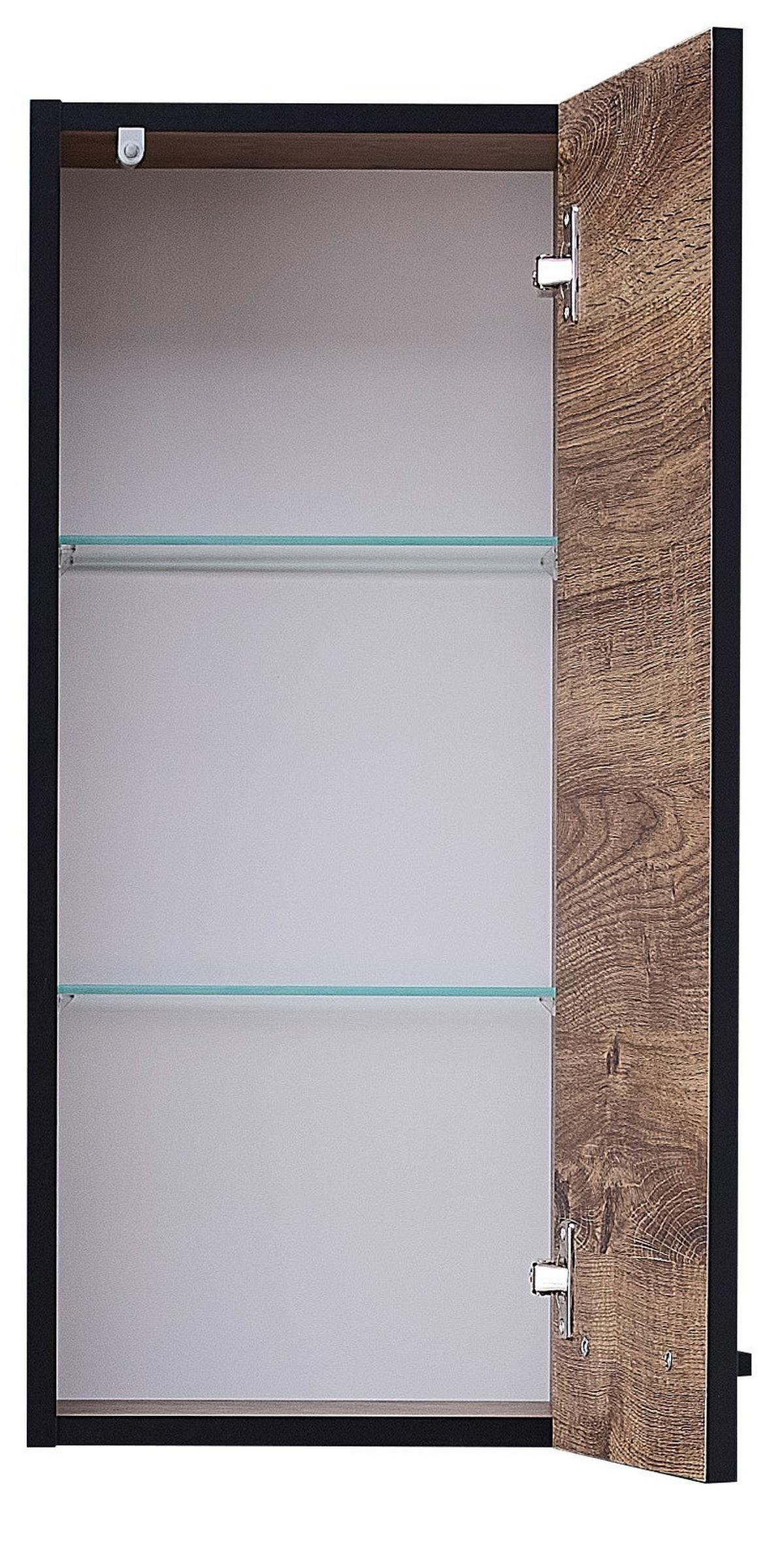 Faliszekrény 374 Elsa - tölgyfa színű/fekete, Konventionell, műanyag/faalapú anyag (30/70/20cm)