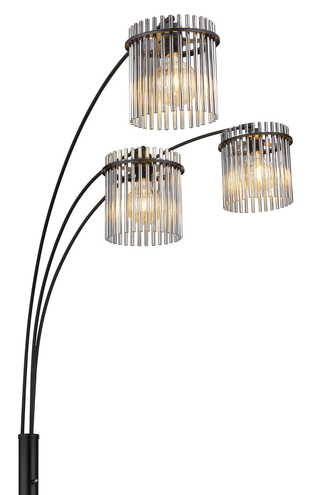 STEHLEUCHTE 15698-3S GORLEY - Schwarz/Grau, Basics, Glas/Kunststoff (100/160/180cm) - Globo