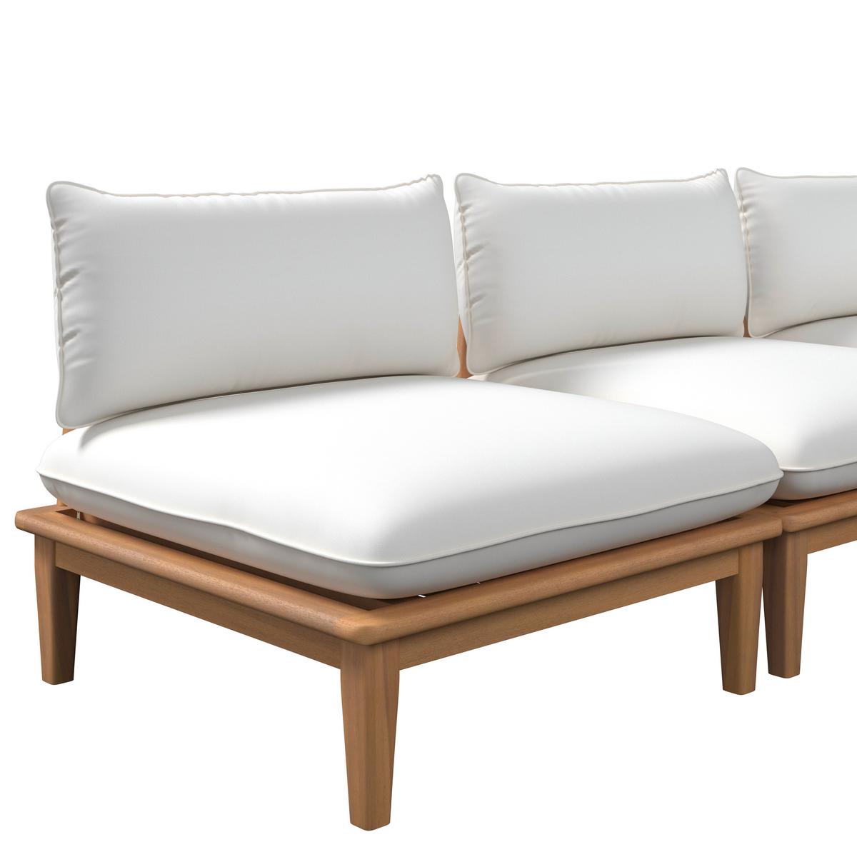 Loungegarnitur Chris Akazie/Beige Echtholz - Beige/Akaziefarben, MODERN, Holz (80/80/26cm) - Mömax
