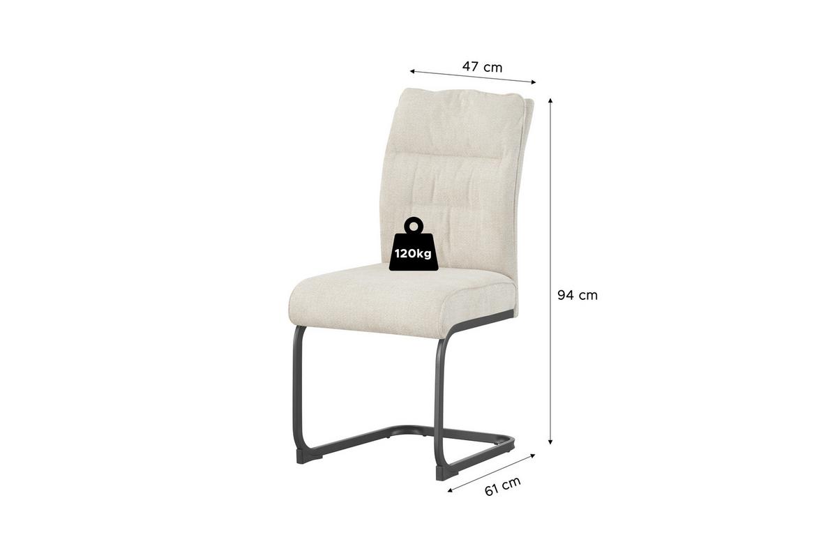 SCHWINGSTUHL-SET FRIEDA - Creme/Schwarz, Modern, Textil/Metall (47/94/61cm) - MID.YOU