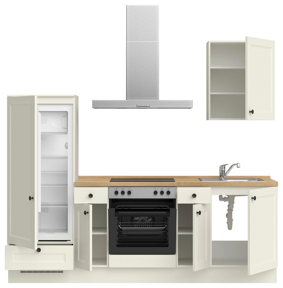 Küchenblock Cascada Low m. Geräten Weiß - Eichefarben/Schwarz, MODERN, Holzwerkstoff/Metall (240cm) - Nobilia