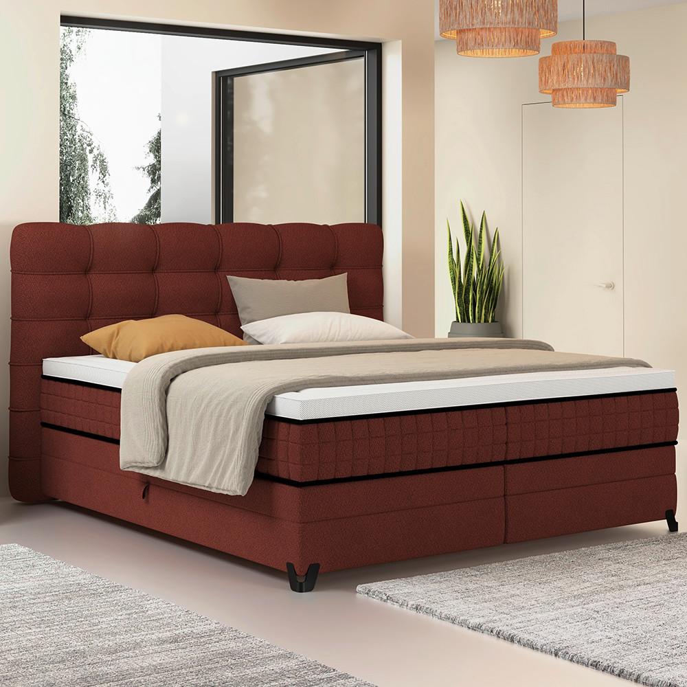 Boxspringbett Carmen C Braun ca. 180x200cm - Braun, KONVENTIONELL, Holz/Holzwerkstoff (180/200cm) - Premium Living