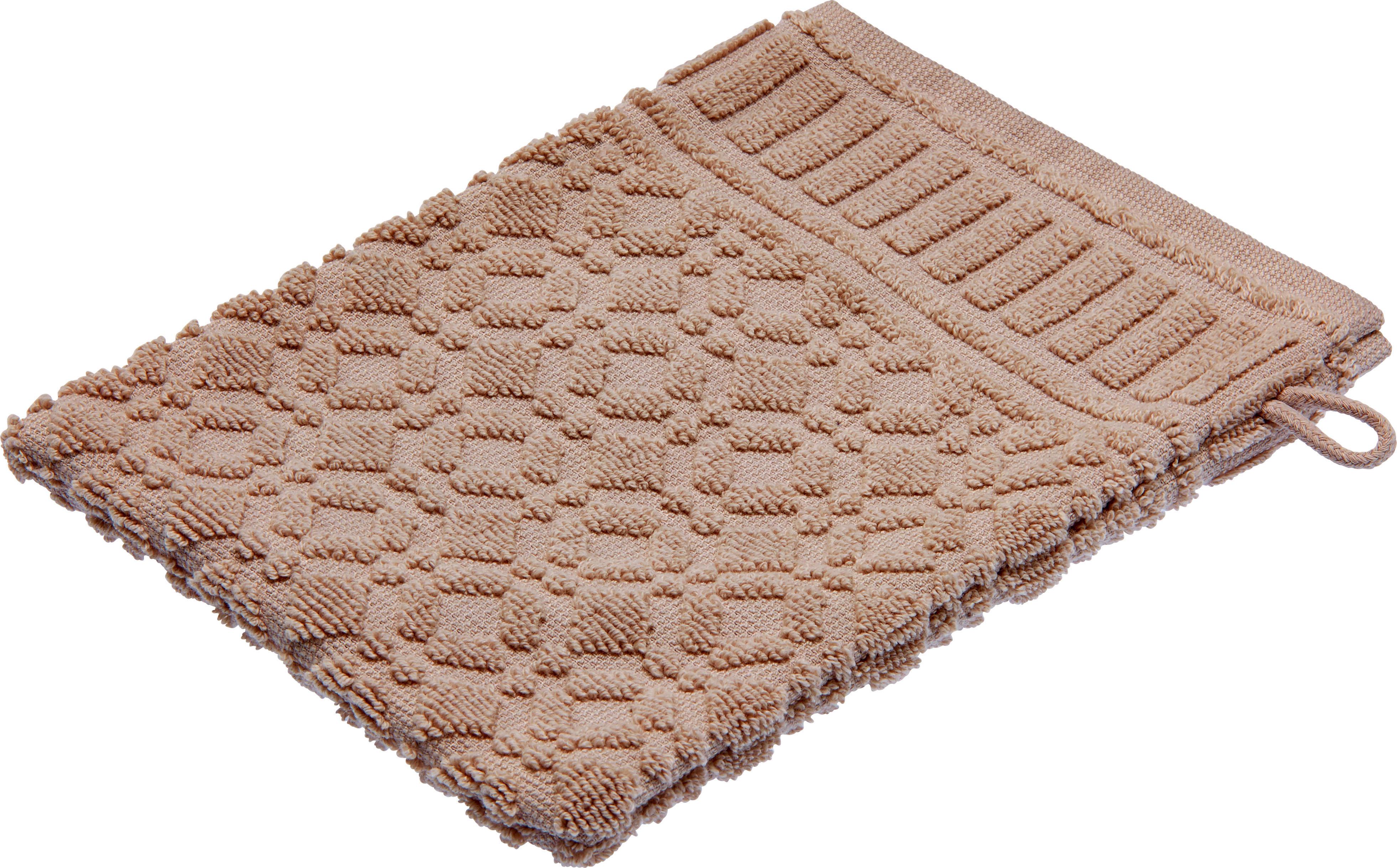 Waschhandschuh Carina Braun - Grau, Romantik / Landhaus, Textil (16/21cm) - Modern Living