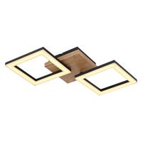 Led Stropna Svjetiljka Kerry - tamno smeđa/crna, Design, drvo/metal (46/22.5/7cm) - Globo