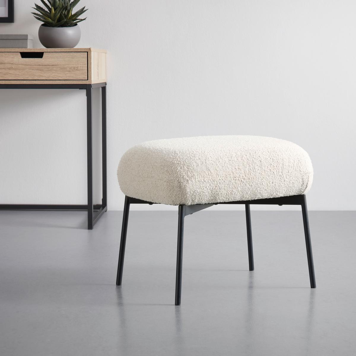 Hocker Norbi Creme - Creme/Schwarz, MODERN, Holz/Textil (42/43/56cm) - Mömax