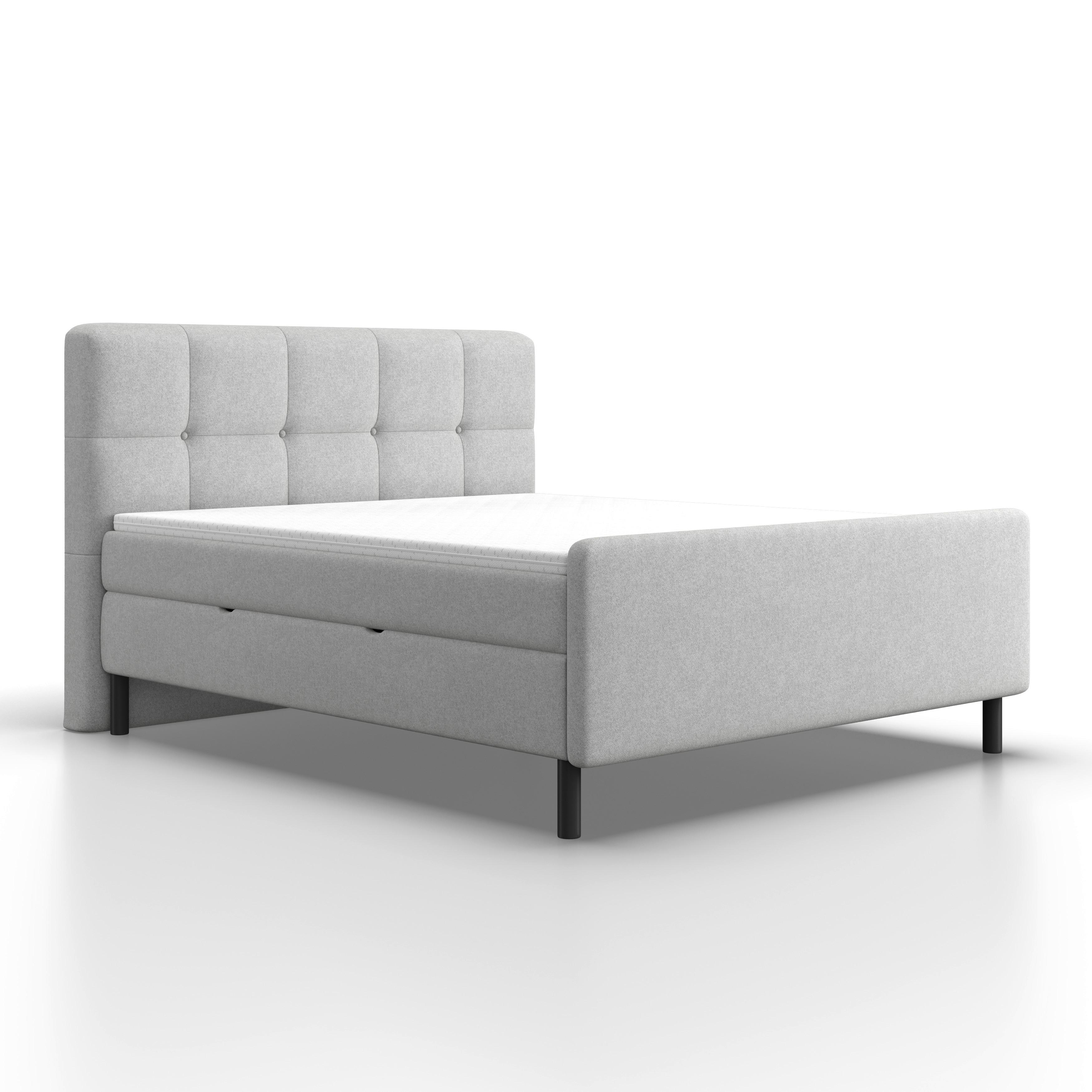 Postelja Z Vzmetnico Marbella - črna/svetlo siva, Moderno, kovina/tekstil (180/200cm) - Bessagi Home