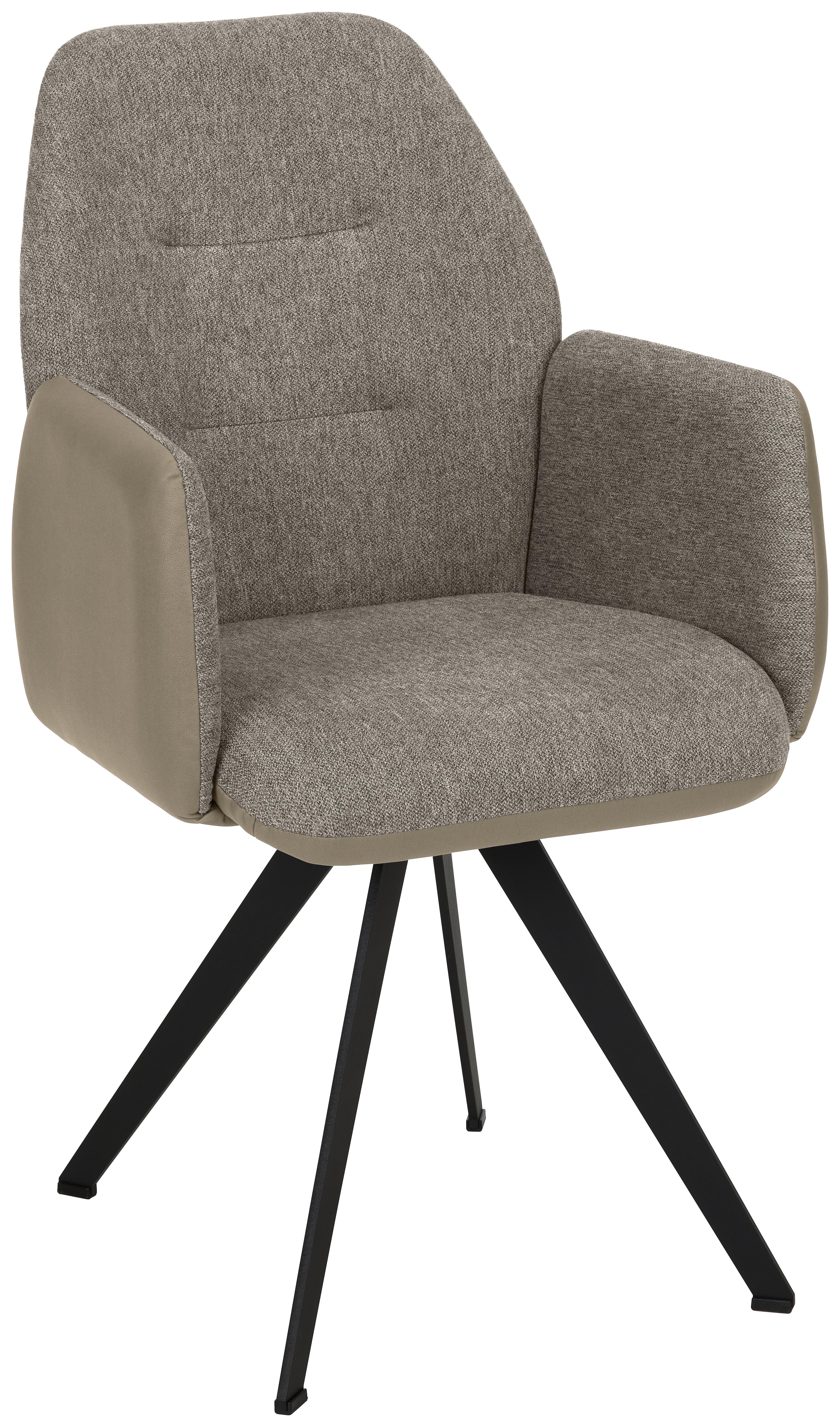 Armlehnstuhl Storm in Taupe/Schwarz - Taupe/Schwarz, Modern, Textil/Metall (57/96,5/63cm) - Premium Living