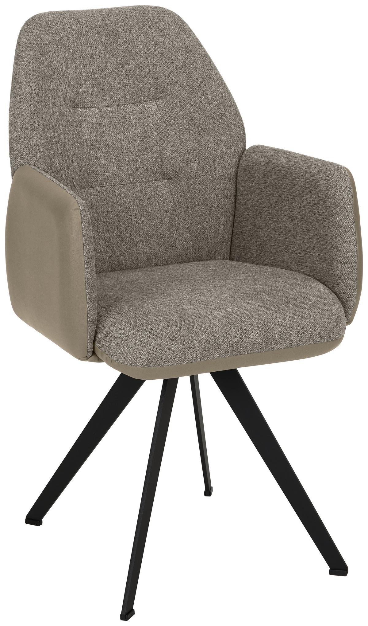 Armlehnstuhl Storm in Taupe/Schwarz - Taupe/Schwarz, Modern, Textil/Metall (57/96,5/63cm) - Premium Living