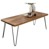 Jedilna Miza Bagli, Pravi Les, 120x80cm - črna/barve indijskega rožnega lesa, Design, kovina/les (120/80/76cm) - MID.YOU