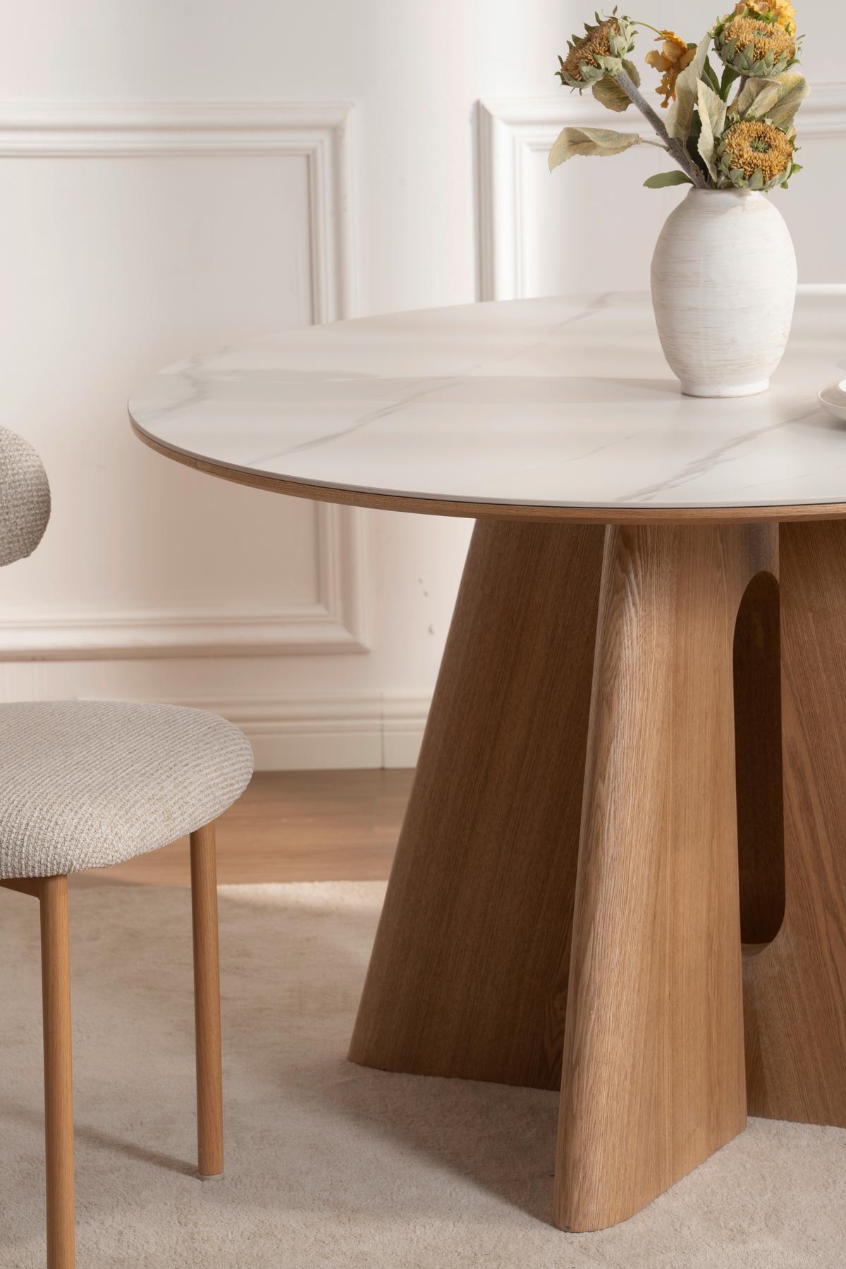 Jedilna Miza Otis, Barva Hrasta, Bela, Ø 120 - barve hrasta/bela, Moderno, kamen/leseni material (120/75cm) - Livetastic