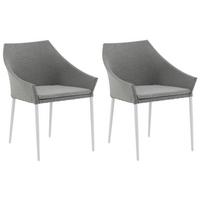 Gartenstuhl 2er-Set Spoga ca. 60x81x62 cm Grau/Weiß - Weiß/Grau, KONVENTIONELL, Textil/Metall (60/81/62cm) - Gardenson