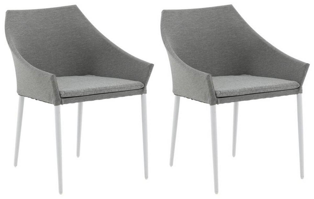 Gartenstuhl 2er-Set Spoga ca. 60x81x62 cm Grau/Weiß - Weiß/Grau, KONVENTIONELL, Textil/Metall (60/81/62cm) - Gardenson