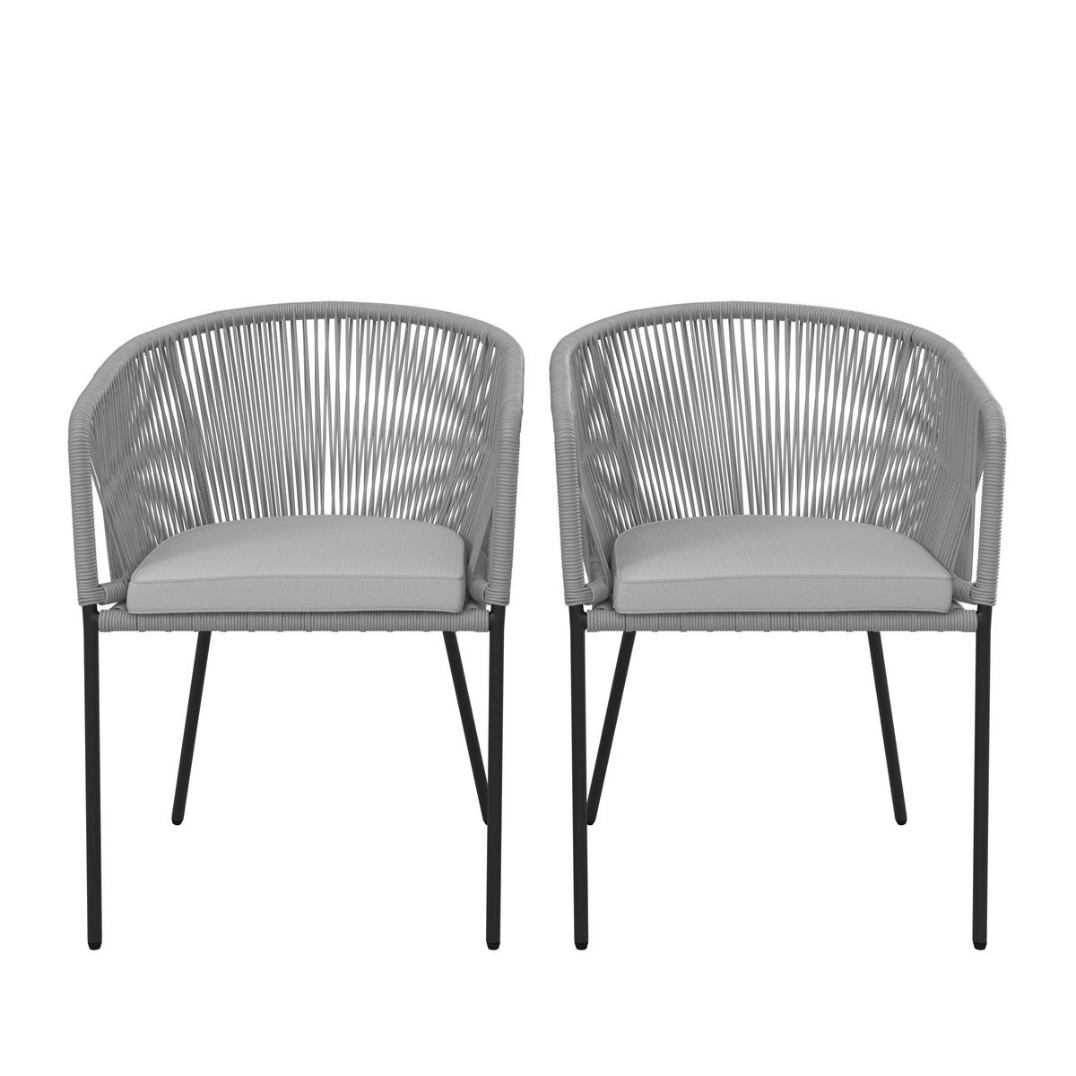 Set Vrtnih Stolov Victor, 2 Kos, Svetlo Siva - črna/svetlo siva, Moderno, kovina/tekstil (56/78/59cm) - Bessagi Garden
