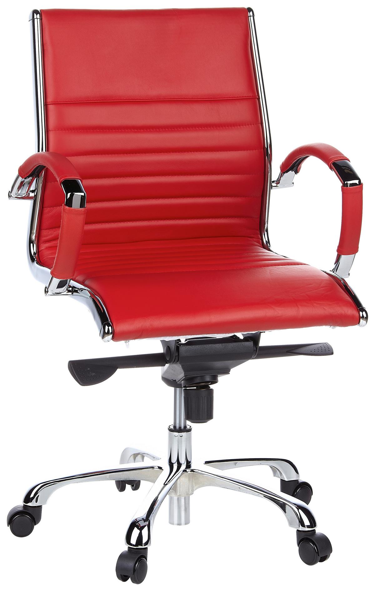 Drehstuhl Parma 10 Rot/Chromfarben - Chromfarben/Rot, MODERN, Leder/Kunststoff (60/111/50cm) - MID.YOU