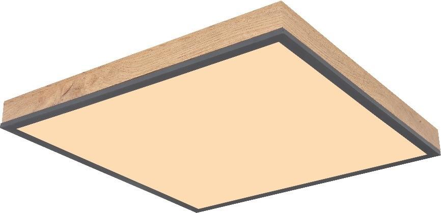 Led Mennyezeti Lámpa Mopi 45/45 - grafitszürke/opál, Modern, műanyag/fa (45/45/6,5cm) - Mömax