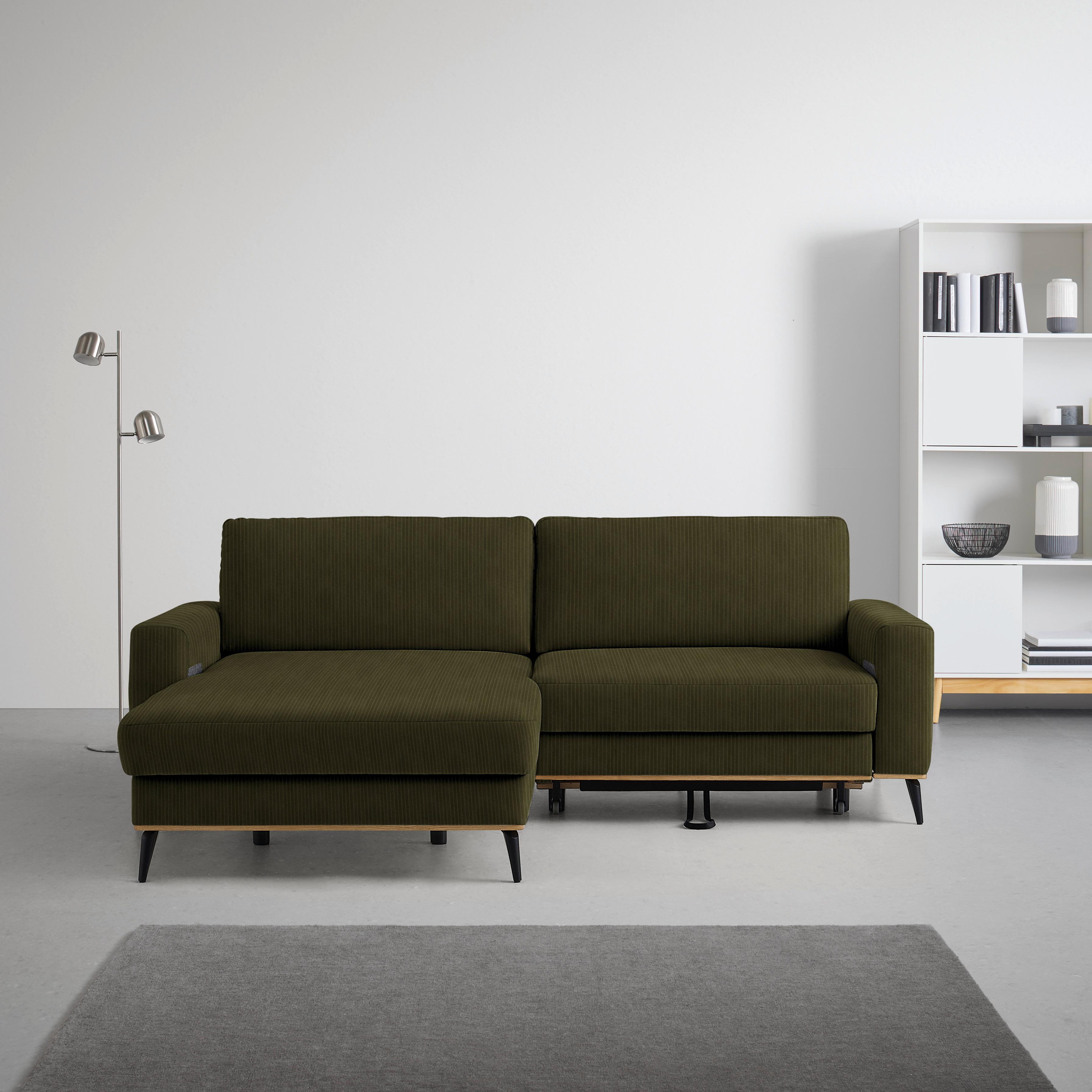 Wohnlandschaft Romeo Dunkelgrün - Dunkelgrün/Schwarz, KONVENTIONELL, Textil/Metall (167/87/234cm) - Zandiara