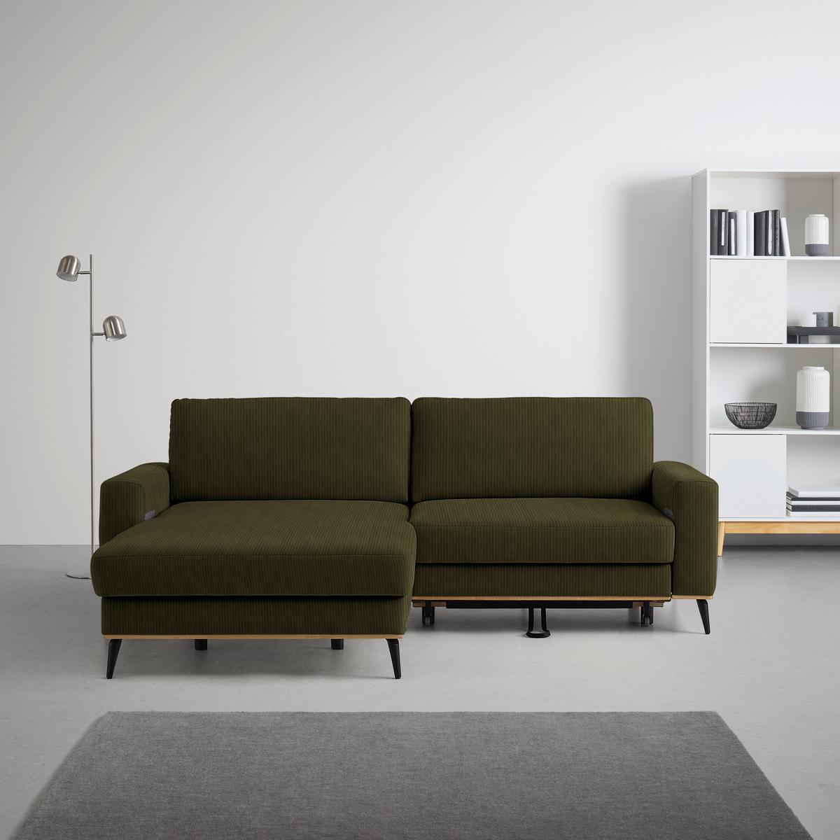 Wohnlandschaft Romeo Dunkelgrün - Dunkelgrün/Schwarz, KONVENTIONELL, Textil/Metall (167/87/234cm) - Zandiara