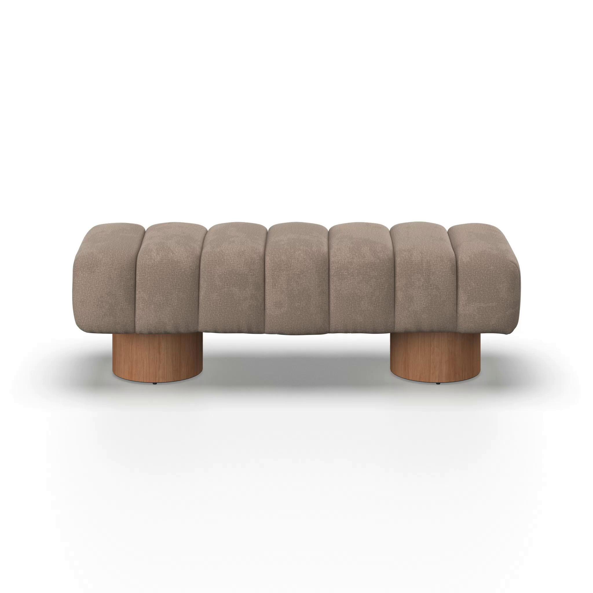 Sitzbank Alina Chenille Hellbraun - Hellbraun/Naturfarben, MODERN, Holz/Holzwerkstoff (140/45/45cm) - Bessagi Home