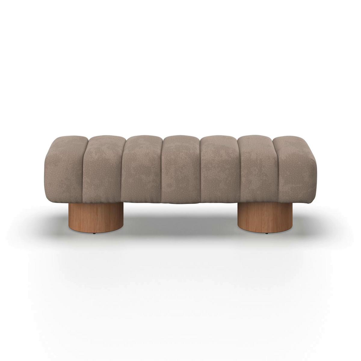 Sitzbank Alina Chenille Hellbraun - Hellbraun/Naturfarben, MODERN, Holz/Holzwerkstoff (140/45/45cm) - Bessagi Home