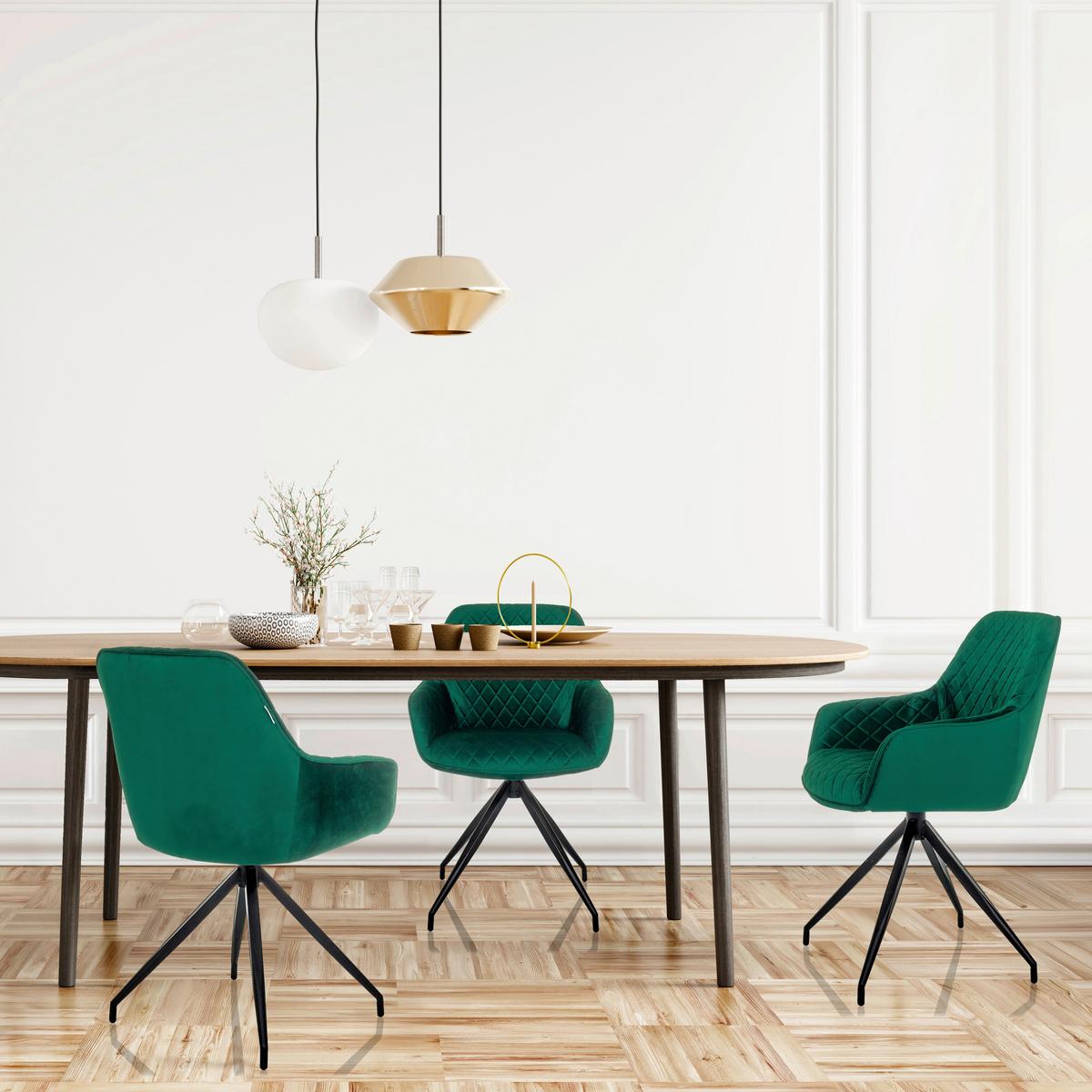 Naslanjač Elverum, Zelena - črna/zelena, Moderno, kovina/tekstil (58/87/57cm) - MID.YOU