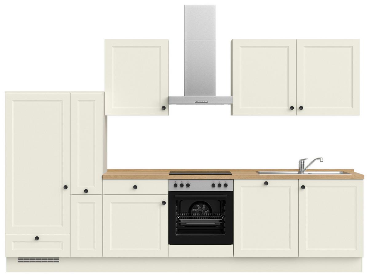 Küchenblock Cascada Low m. Geräten Weiß - Eichefarben/Schwarz, MODERN, Holzwerkstoff/Metall (330cm) - Nobilia