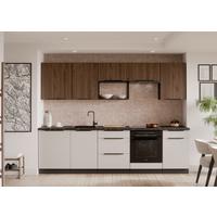 Bucatarie fara electrocasnice ARONA/MONZA - cașmir/culoare lemn de nuc, Modern, metal/material pe bază de lemn (280/210/60cm) - Modern Living