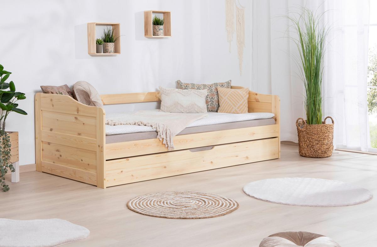 Ausziehbett Melinda ca. 204x96x63 cm Kiefer - Kieferfarben, Natur, Holz/Kunststoff (90/200cm) - MID.YOU