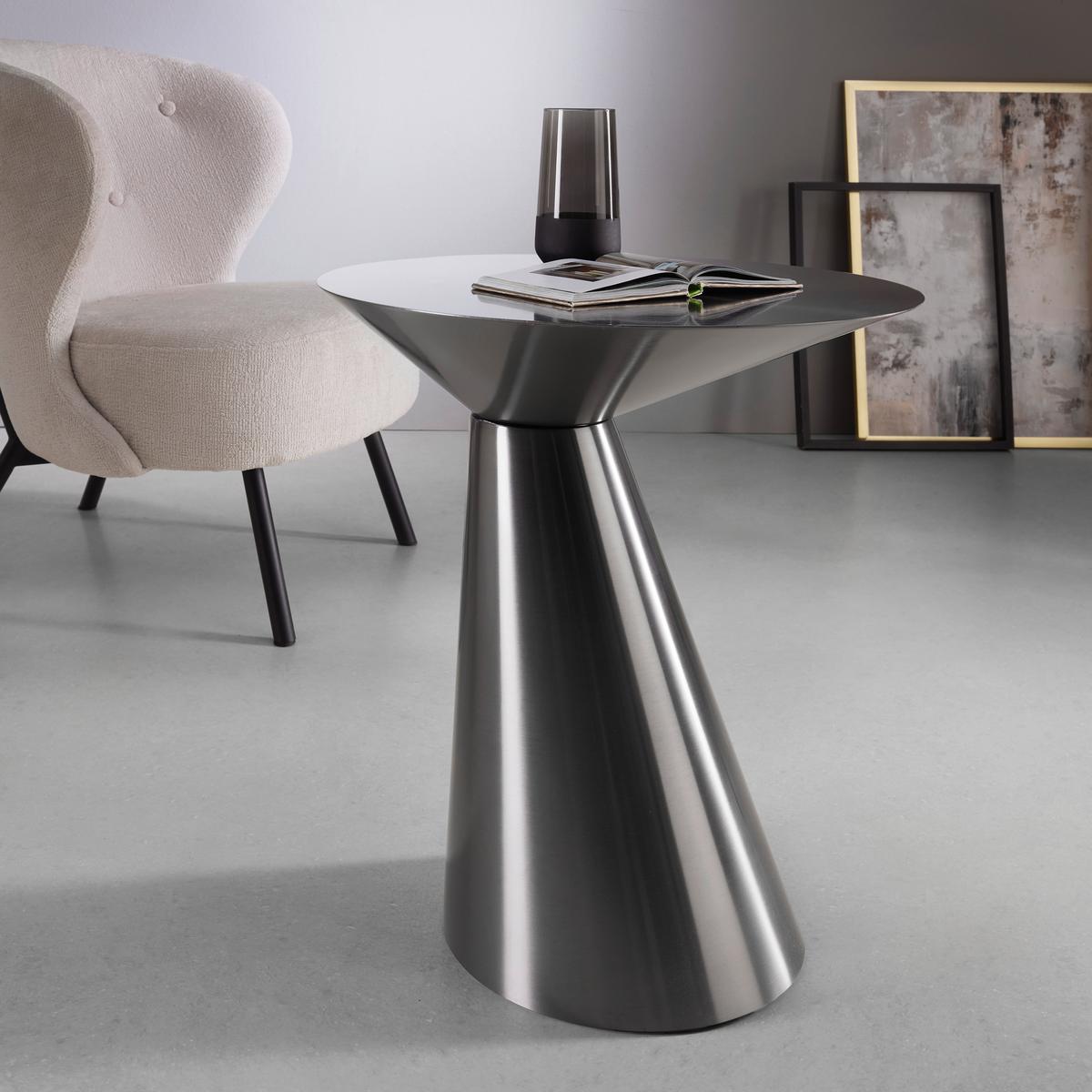 Masă auxiliară KACY -TREND- - negru cromat, Romantik / Landhaus, metal (50/54.5/50cm) - Premium Living