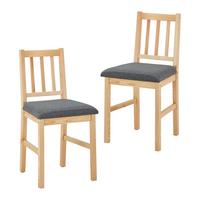 ZESTAW KRZESEŁ NICOLAS - szary/kolor sosnowy, Modern, drewno/tkanina (41/85/45cm) - Bessagi Home