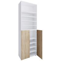 Schuhschrank LONA Weiß/ Sonoma Eiche ca.70x220x40cm - Silberfarben/Schwarz, Design, Holzwerkstoff/Kunststoff (70/220/40cm) - MID.YOU