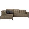 Ecksofa Panama links Taupe - Taupe/Schwarz, KONVENTIONELL, Textil/Metall (216/89-102/304cm) - Premium Living