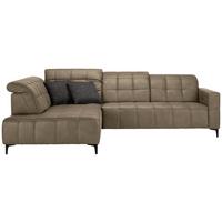 Ecksofa Panama links Taupe - Taupe/Schwarz, KONVENTIONELL, Textil/Metall (216/89-102/304cm) - Premium Living