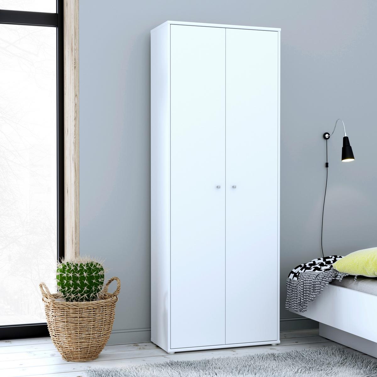 Omara S Klasičnimi Vrati Tempra 2, Bela - bela/barve aluminija, Design, leseni material (73,7/197,5/34,8cm)