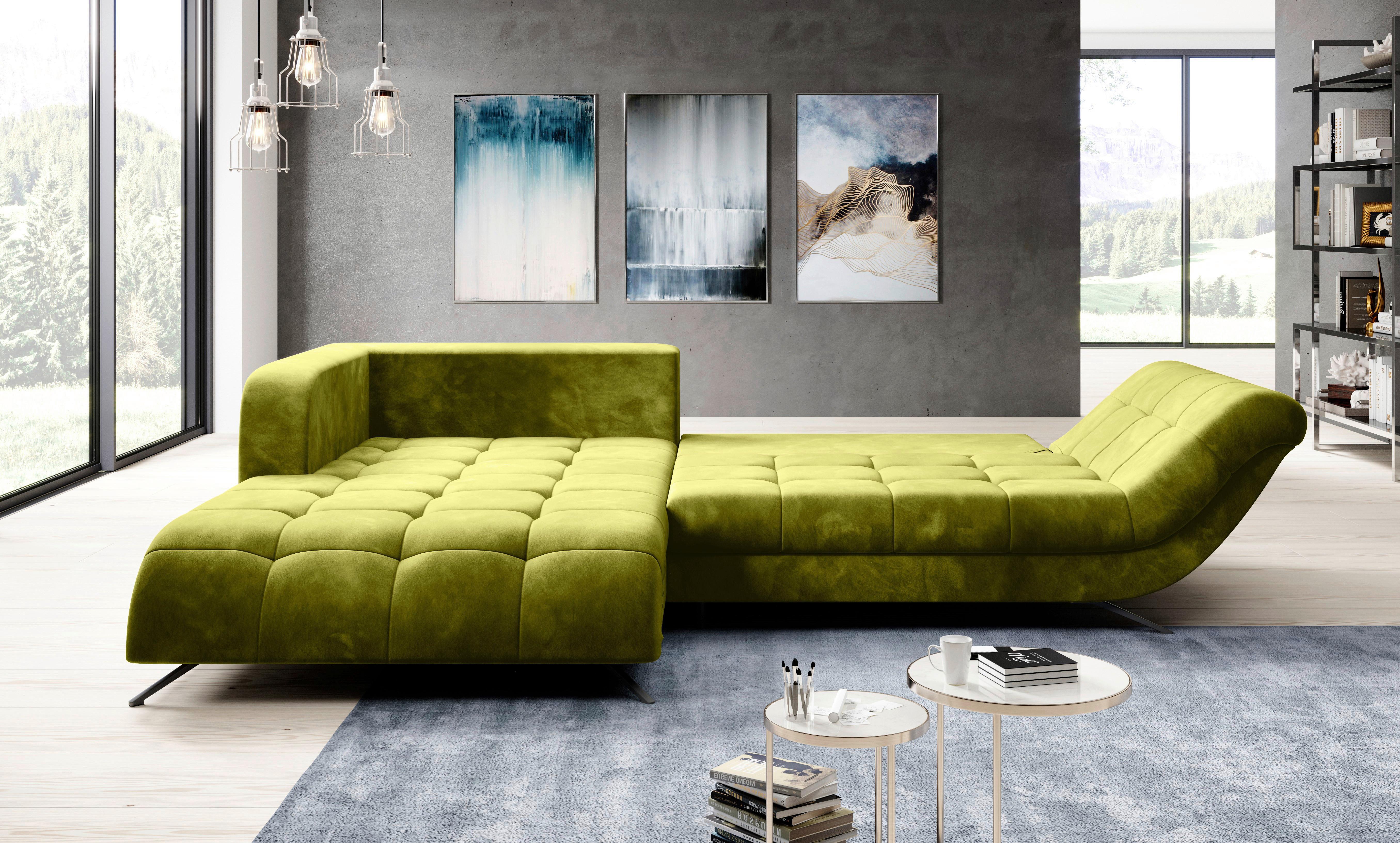 Sarokgarnitúra Calvin - Zöld, modern, Textil (210/84/290cm) - Modern Living