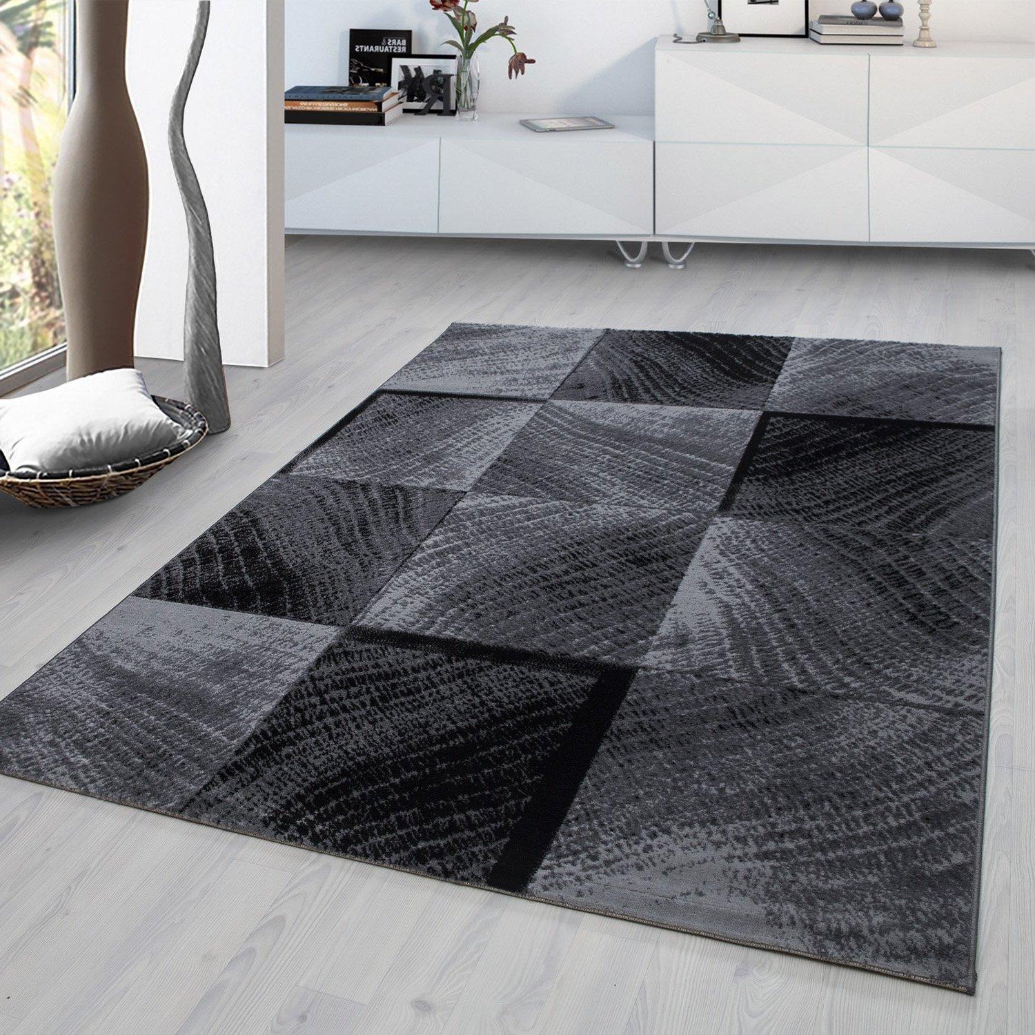 Webteppich Plus Schwarz ca. 80x150cm - Schwarz, Design, Textil (80/150cm)