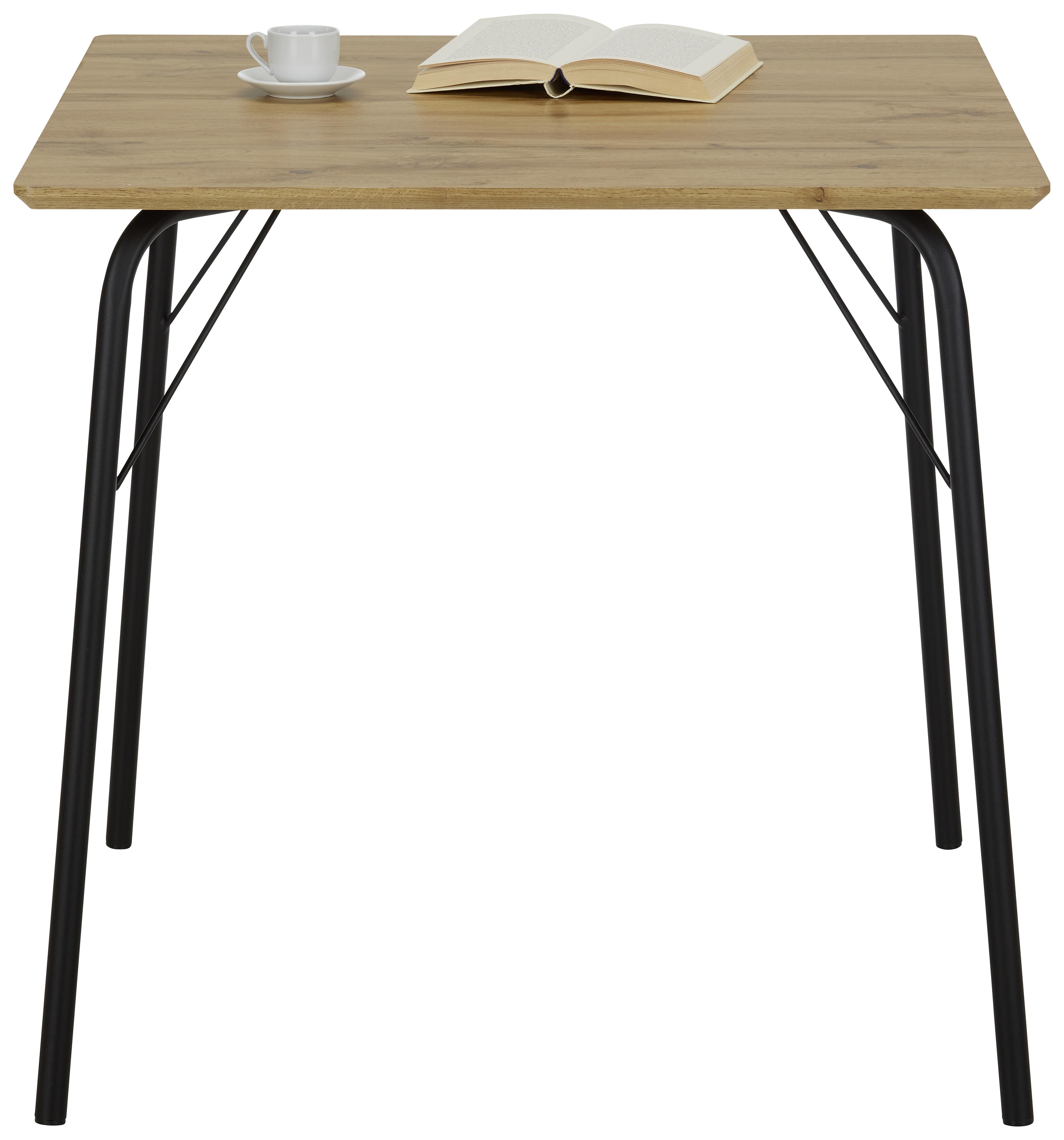 Étkezőasztal Quadro - Tölgyfa/Fekete, modern, Faalapú anyag/Fém (80/80/76cm) - Modern Living