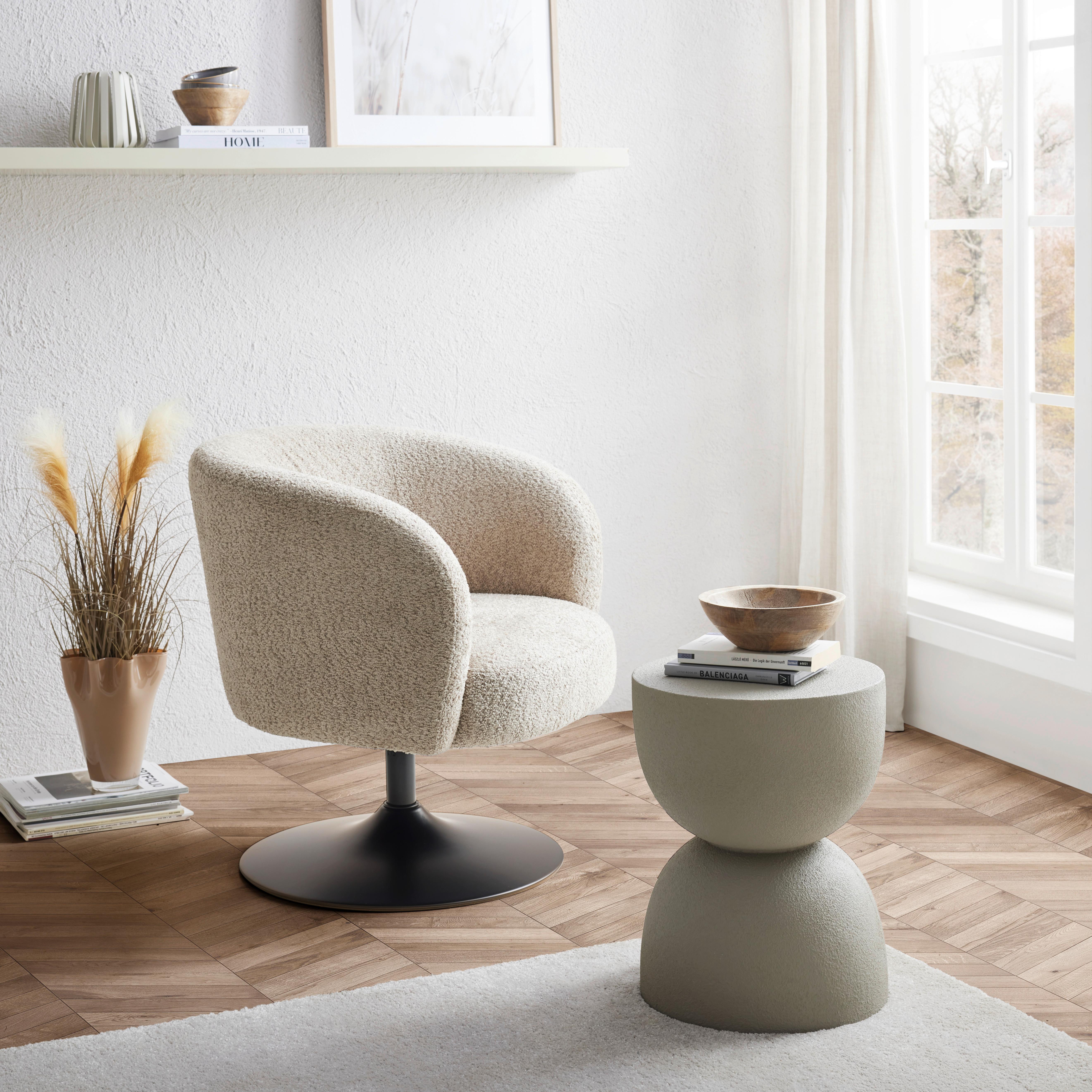 Hocker Tondo Steinoptik Hellgrau - Taupe, MODERN, Stein (34/45/34cm) - Premium Living