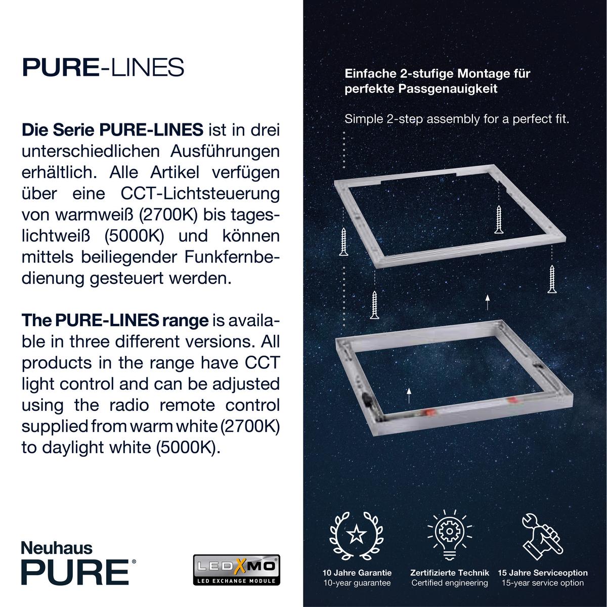 LAMPA SUFITOWA LED 6021-95 PURE-LINES - kolor aluminiowy, Design, tworzywo sztuczne/metal (110/3,8/3,9cm) - Neuhaus PURE