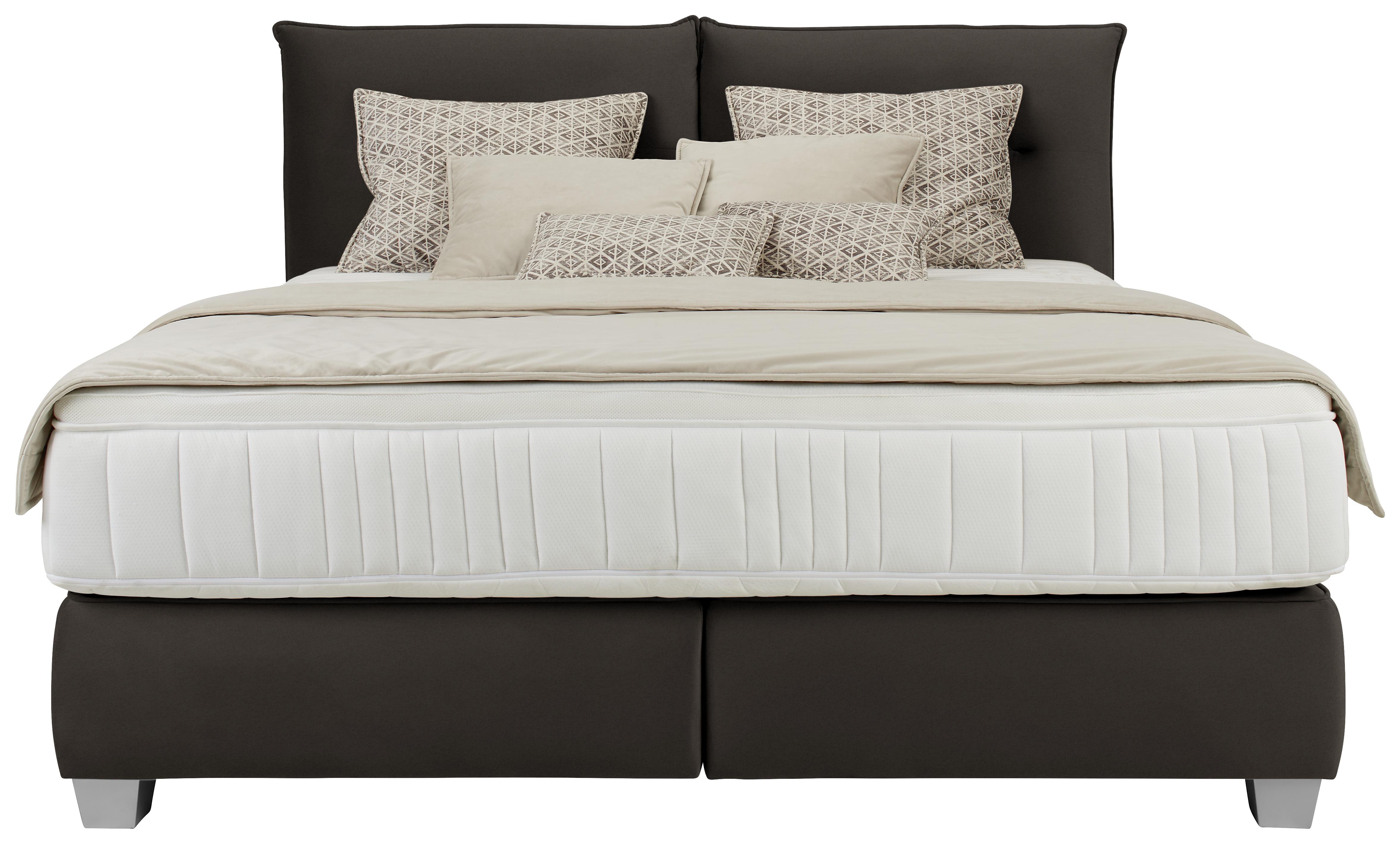 Boxspring Krevet Fog - srebrne boje/smeđa, Lifestyle, tekstil/plastika (180/200cm) - Premium Living