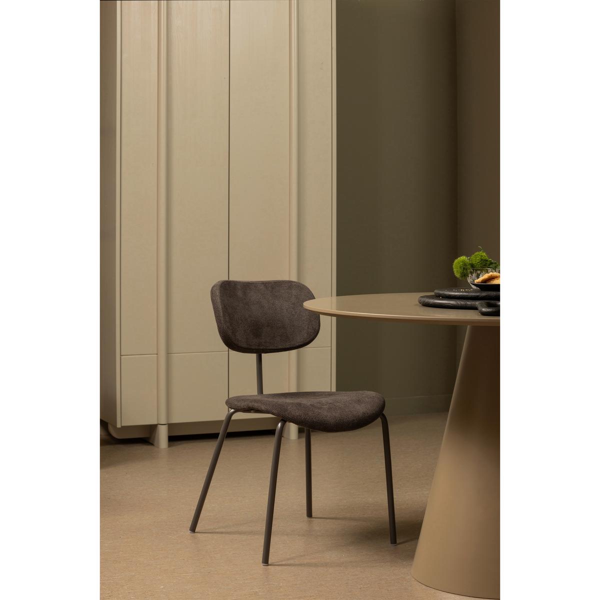 Stuhl-Set Link Braun/Grau B: 54cm - Schwarz/Braun, MODERN, Textil/Metall (54/78/45cm) - Livetastic