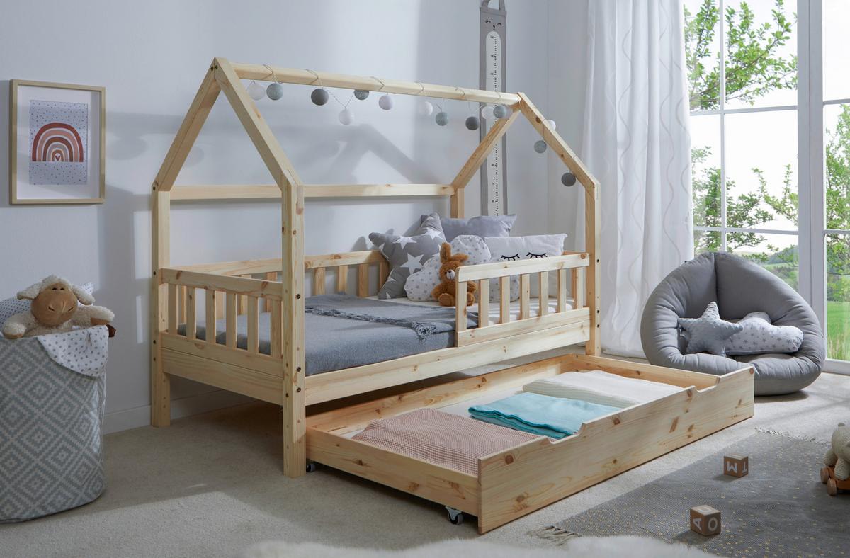 Hausbett Kay ca. 80x160 cm Kiefer Natur - Naturfarben, MODERN, Holz/Textil (80/160cm) - MID.YOU