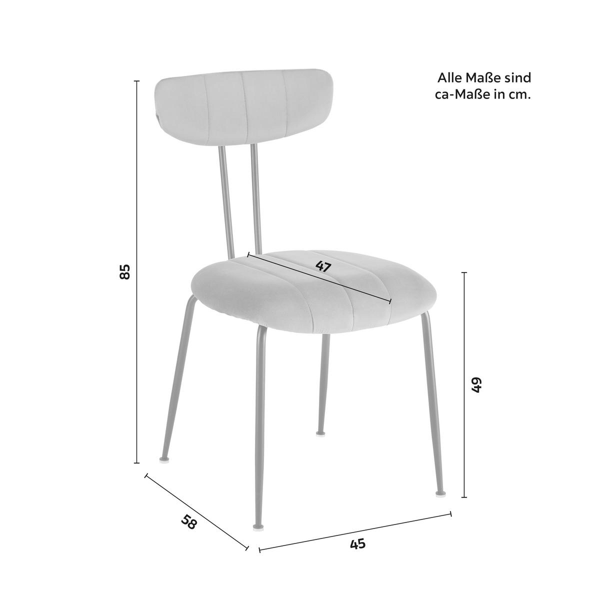 Stuhl Tylor Dunkelgrau Samt Gepolstert - Dunkelgrau/Schwarz, MODERN, Textil/Metall (45/85/58cm) - Bessagi Home