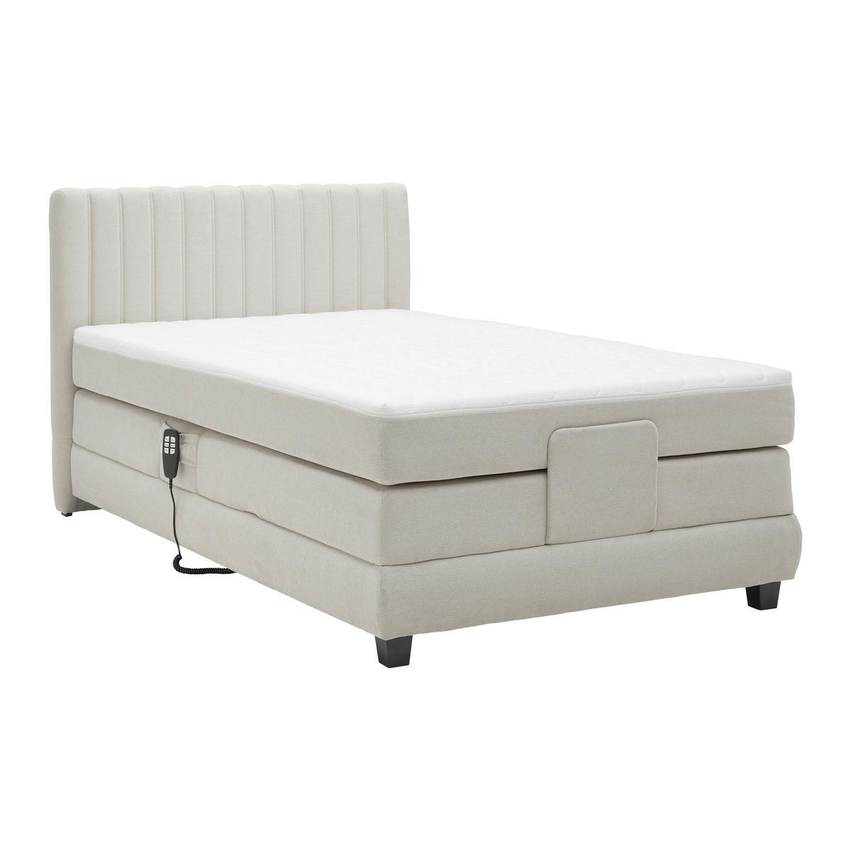 Boxspringbett Dixon Beige ca. 120x200cm - Beige/Schwarz, KONVENTIONELL, Holz/Holzwerkstoff (120/200cm) - Premium Living