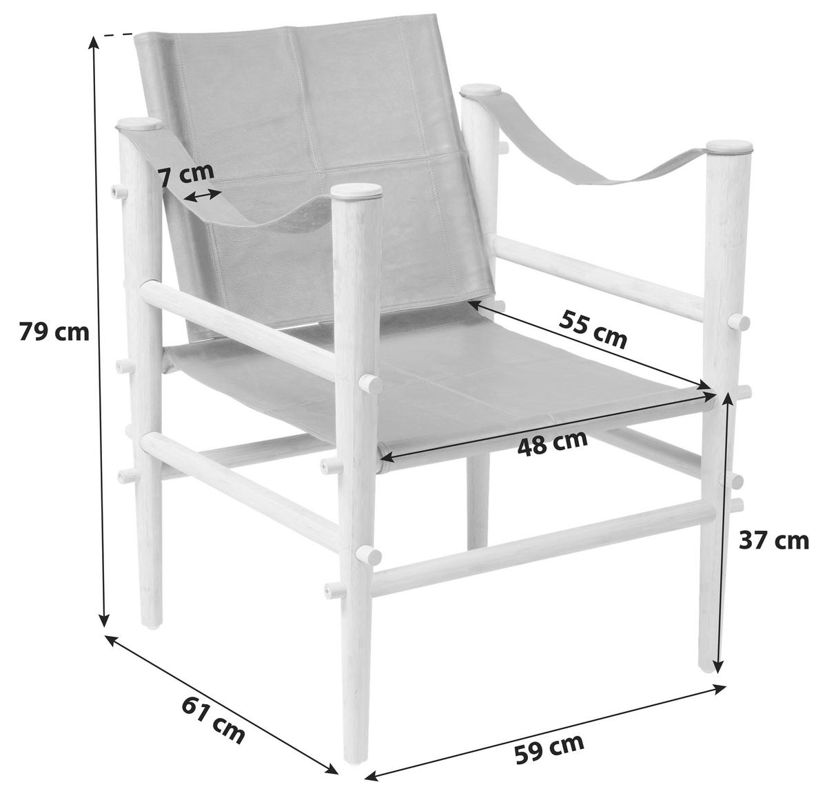 Sessel Noble 3155028 - Schwarz/Naturfarben, Romantik / Landhaus, Leder/Holz (59/79/61cm) - MID.YOU