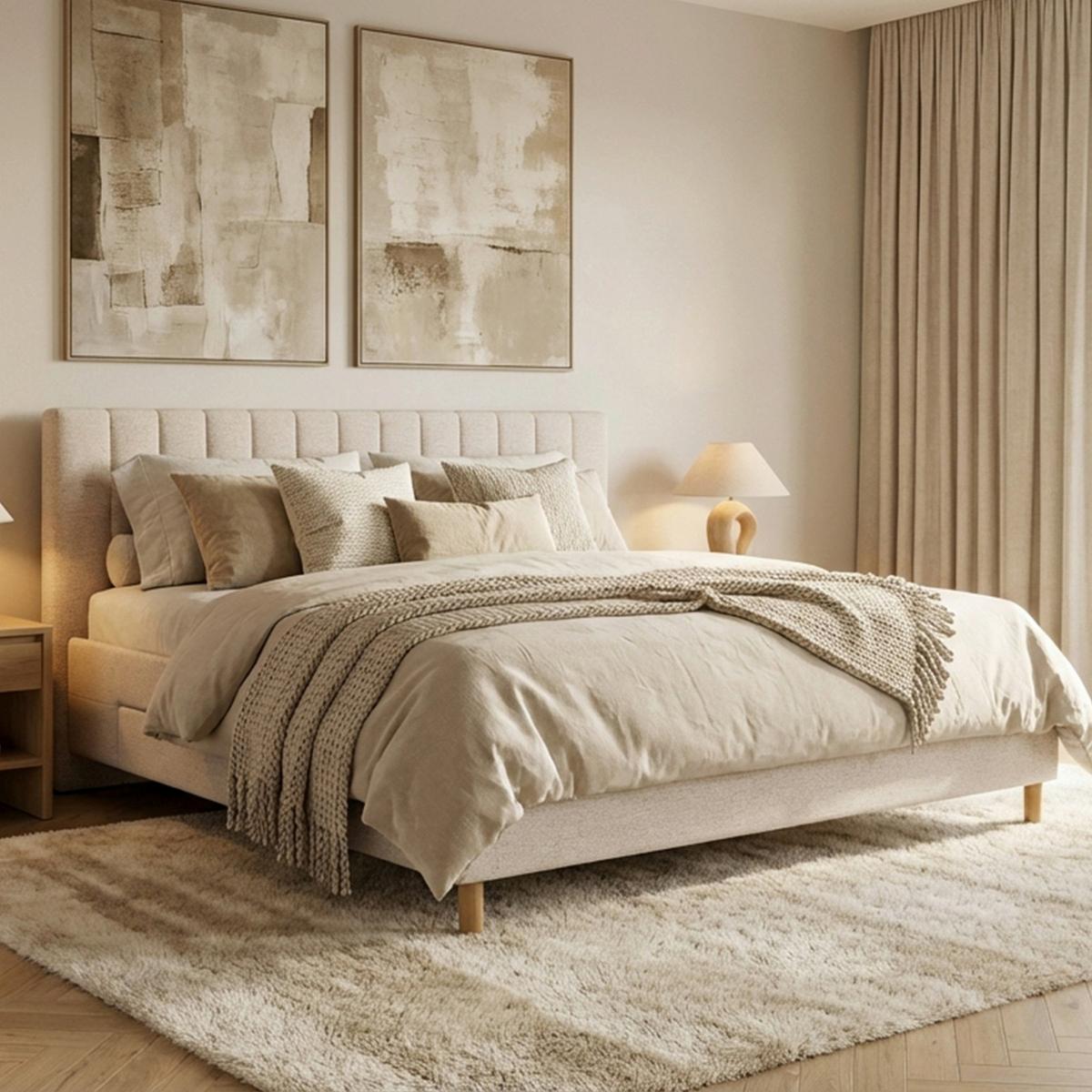 Polsterbett Talio Beige ca. 180x200cm - Eichefarben/Beige, KONVENTIONELL, Holz/Holzwerkstoff (180/200cm) - Mömax