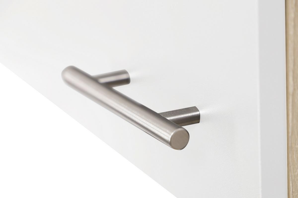 Miniküche Merle B: ca. 100cm Weiß/Eichefarben - Eichefarben/Silberfarben, Basics, Holzwerkstoff/Metall (100cm) - Respekta