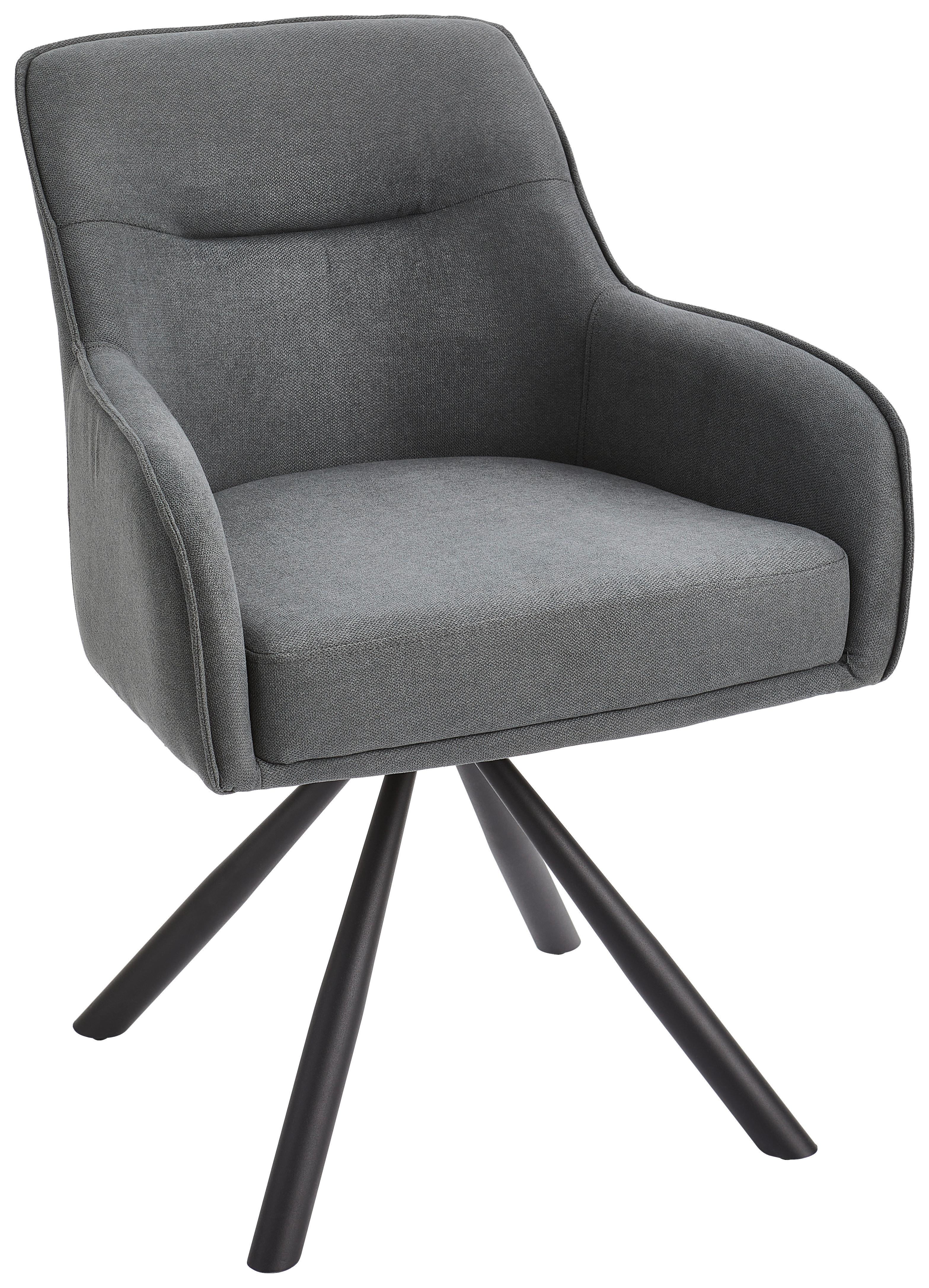 KRZESŁO Z PODŁOKIETNIKAMI ANNA - czarny/szary, Modern, metal/tkanina (62/84/62cm) - Livetastic